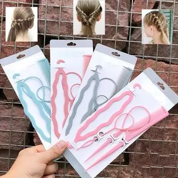 Популярный 1 комплект, пластиковая петля для создания хвоста, инструменты для укладки, черный пони, зажим для хвоста, инструмент для создания кос, модный инструмент для укладки