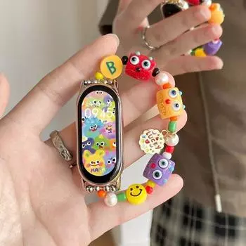 Популярный эластичный ремешок с мультяшным монстром для Xiaomi Mi Band 3 4 5 6 7 8 Dopamine NFC, сменный браслет для Miband 8 8Pro Mi 8 разноцветный