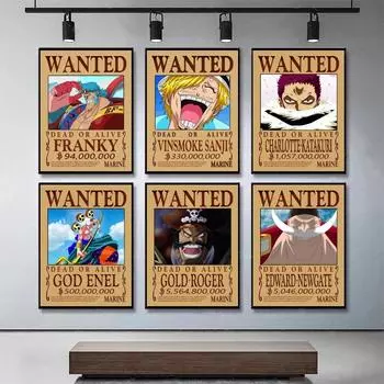 Популярный аниме-постер One Piece Bounty Wanted Newgate Sanji Roger Gift Art Модульная печать 21cm30cm NoFrame