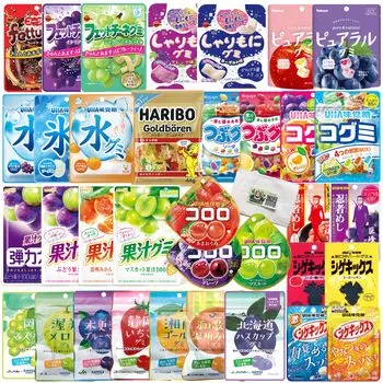 Популярный ассортимент жевательных конфет, всего 9 штук, набор UHA Mikakuto Bourbon Kanro Haribo Kaneka Meiji Типы ассортимента,