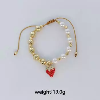 Популярный браслет из бисера и вишни на День матери, браслет из жемчуга, нишевый индивидуальный браслет с капающим маслом, клубника, круглые бусины, ювелирные изделия