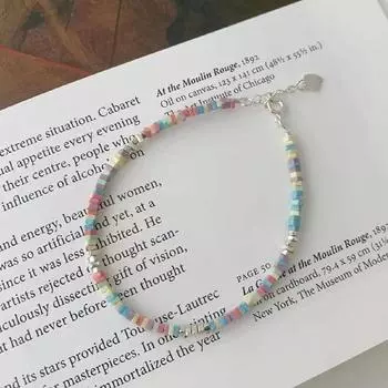 Популярный браслет из стерлингового серебра 925 пробы с разноцветными треугольными бусинами, очаровательный модный браслет, подарок на день рождения для женщин, ювелирные изделия как