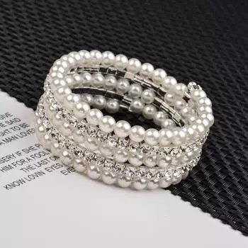 Популярный браслет из ювелирной проволоки, эластичный браслет-строка, многослойный браслет серебряный