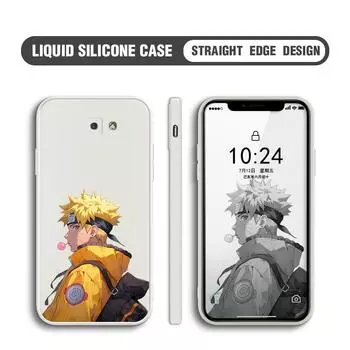 Популярный чехол для телефона с японским аниме для iPhone 15, 14, 13, 12, 11, Samsung Galaxy S23 S22 A52 A52S, мягкие квадратные жидкие силиконовые чехлы с полной защитой iPhone 13 Mini чёрный