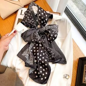 Популярный цветочный солнцезащитный длинный шарф 2024 года, модные шали Four Seasons, классические шелковые шарфы 160X40 см, корейский стиль, головной платок с принтом 160X40CM