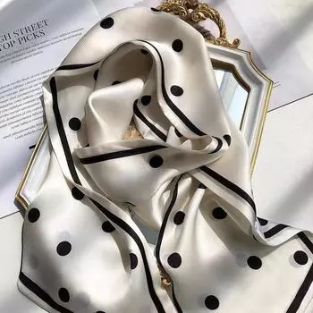 Популярный длинный шелковый шарф в европейском и американском стиле с косой лентой и клетчатым узором