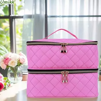 Популярный двухслойный чехол для переноски лака для ногтей вмещает 30 бутылочек и лампу для ногтей, сумка-органайзер для лака для ногтей, набор для маникюра, маникюрные инструменты розовый