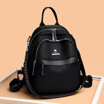 Популярный двухслойный рюкзак Shell 2023, чистый черный многоцелевой рюкзак, металлический цветок, игольное плетение, книжная сумка, сумка для внешней торговли чёрный