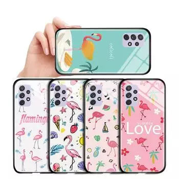 Популярный глянцевый чехол с розовым фламинго, противоударный чехол из закаленного стекла для Samsung Samsung A01