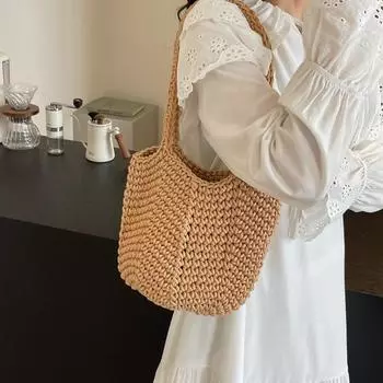 Популярный и нишевый дизайн этого года для тканых сумок, новые женские сумки 2024 года, популярная сумка на одно плечо, большая сумка-ведро