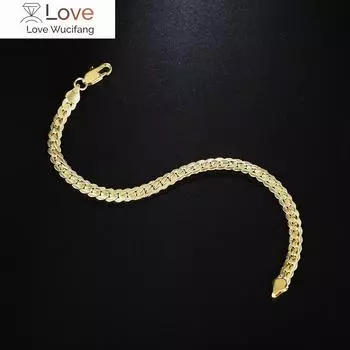 Популярный классический браслет из стерлингового серебра 925 пробы с цепочкой 5 мм из 18-каратного золота для женщин и мужчин, модный подарок на свадьбу или праздник, ювелирные изделия