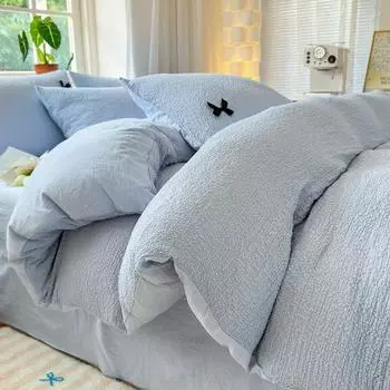 Популярный комплект пододеяльников Ins Bubble Washing Постельное белье Простыня Однотонная простыня для студенческого общежития для девочек 150x200 3pcs