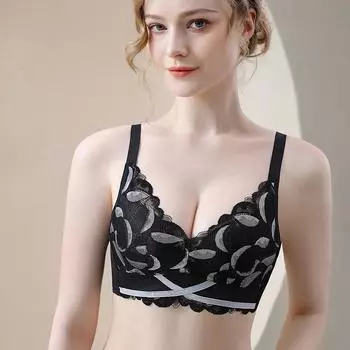 Популярный кружевной латексный бюстгальтер контрастного цвета без стального кольца, нижнее белье с небольшой грудью, тонкий сбор средней груди, верхняя поддержка 70A синий