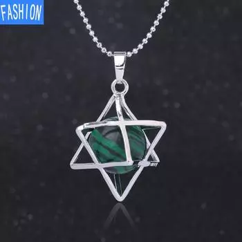 Популярный металлический кулон с шестиконечной звездой, ожерелье из малахита из белой, сине-зеленой сосны, полые бусины из мелькабы brownsand