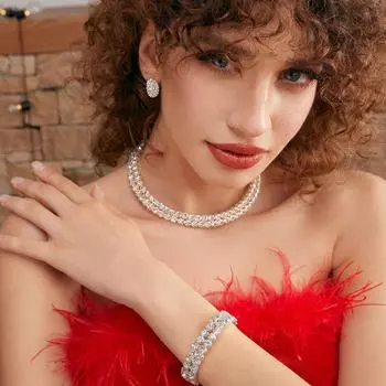 Популярный модный комплект ожерелья-цепочки на шею Amazon, популярные ювелирные изделия, браслет-цепочка с когтями, комплект из двух предметов