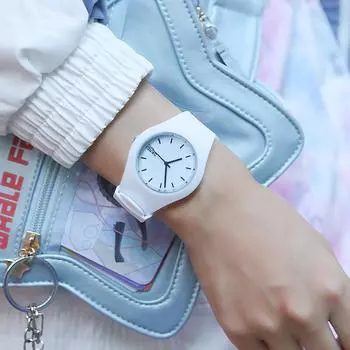 Популярный момент, красивые уличные трендовые часы для пары 9068, мужской и женский силиконовый ремешок, водонепроницаемые студенческие кварцевые часы белый