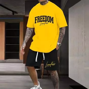 Популярный мужской повседневный костюм свободного покроя, впитывающий пот, легкий, не повреждающий кожу, износостойкий и не скатывающийся S