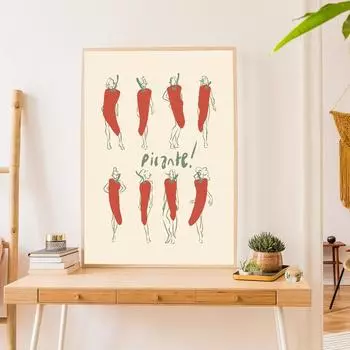 Популярный рок-чили-перец дамы холст постер мода еда иллюстрации печать для комнаты бар кухня искусство домашний декор стены фотографии 21x30cm No Framed белый