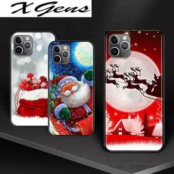 Популярный рождественский мягкий черный чехол для телефона Apple iPhone 13 12 11 SE XS XR X 7 8 6 5 S mini Plus Pro MAX 2020 iphone 11