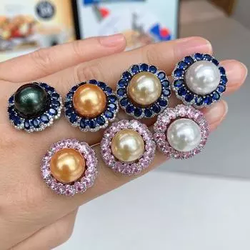 Популярный розовый бриллиант платиновый гвоздик, белые бусины Fritillary игла из серебра S925, модная одежда