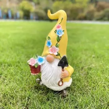 Популярный садовый орнамент Гном Статуя гнома Солнечный светильник Уличный сад Изделия из смолы Санта-Клаус Декоративный светильник Декор для дома