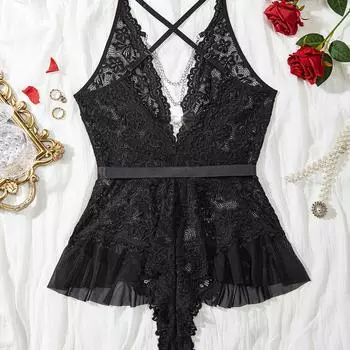 Популярный секс-комбинезон, сексуальный перспективный комплект, обтягивающие подтяжки из кружева S