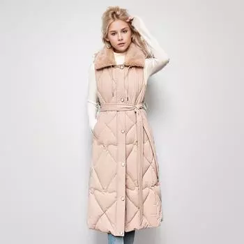 Популярный средний и длинный жилет из хлопка в пяти странах Центральной Азии. Женский модный жилет с пушистыми лацканами и тонкими вставками. M чёрный