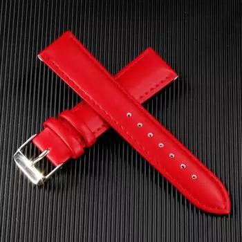 Популярный унисекс водонепроницаемый кожаный ремешок с пряжкой-штифтом - Прочный, мягкий, светло-коричневый аксессуар для часов 22mm красный