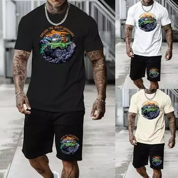 Популярный южноамериканский мужской повседневный свободный комплект с напечатанными цифровыми узорами, легкая дышащая и прохладная мягкая ткань S