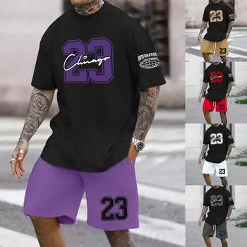 Популярный южноамериканский мужской повседневный свободный комплект с напечатанными цифровыми узорами, легкая дышащая и прохладная мягкая ткань S