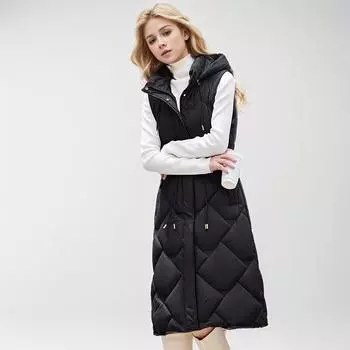 Популярный в России жилет из хлопка и пуха, женский, средней и длинной длины, модный и качественный жилет с тонкой талией L хаки