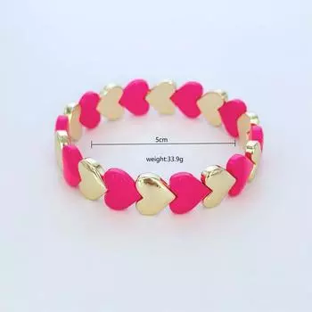 Популярный великолепный цветной прыгающий эмалевый браслет Love, эластичный браслет, подходящий для повседневной носки женщин темно-розовый