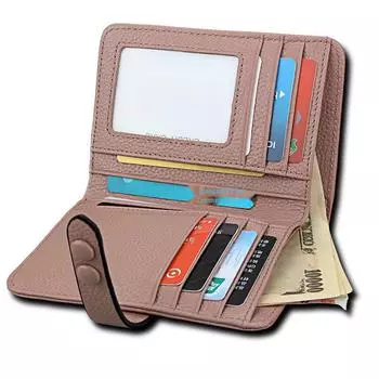 Популярный женский кошелек из натуральной кожи с защитой от кражи и держателем RFID-карт