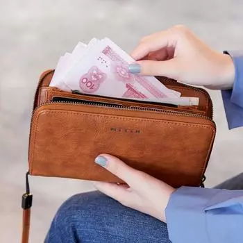 Популярный женский кошелек RFID с несколькими отделениями для карт, длинный кошелек на молнии, новый клатч большой емкости