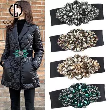 Популярный женский ремень с широкой талией, эластичный, модный, с кристаллами, женский ремень с блестящей пряжкой и бриллиантами, ремни для женщин, ремень LB2319 65CM