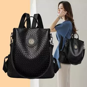 Популярный женский рюкзак, модная женская сумка, плетеный женский рюкзак большой вместимости