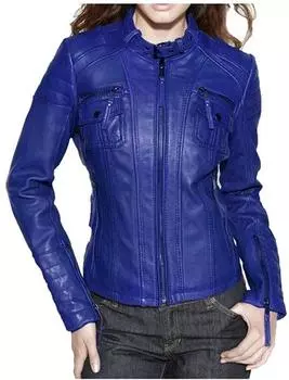 ПОПУЛЯРНАЯ женская дизайнерская синяя куртка из натуральной овчины, пальто для вечеринок XS синий