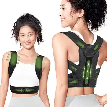 Пояс Benzisun Posture Hunchback Belt New No Armpit Wrapped Shoulder Supporter для лопаток и плеч, красивый, регулируемый, эластичный, легко надевать и носить чёрный