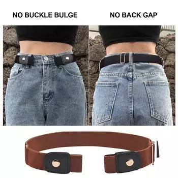 Пояс без пряжек, женский джинсовый пояс, эластичный пояс, женский модный пояс, платье One Size коричневый