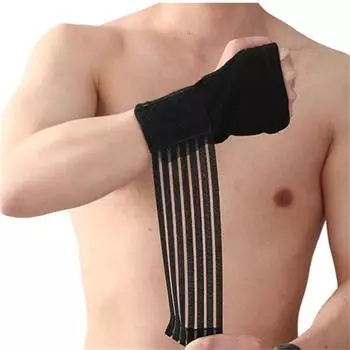 Пояс для фиксации запястья Мягкая шина для запястья Поддержка запястья Эластичный бандаж Защитная накладка на запястье black-1pc
