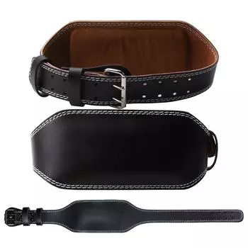 Пояс для тяжелой атлетики, пояс для пауэрлифтинга, кожаный пояс для тренировок в спортзале с регулируемой пряжкой и накладкой, тяжелый для мужчин и женщин L чёрный