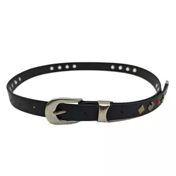 Пояс из искусственной кожи с заклепками Черный Пояс для платья джинсов Простой Пояс на талию Y2K Уличная одежда