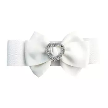 Пояс-кушак из искусственной кожи с бантом, эластичный, тянущийся, ремешок для юбок, платьев, топов, одежды White