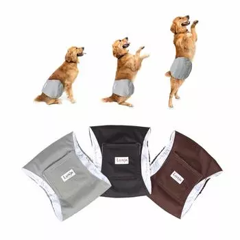 Пояс Luxja Dog Manners для ухода за собаками, комплект из 3 предметов, черный, серый, кофейный, сетчатый, водонепроницаемый, эластичный, набор, маркировка, мочеиспускание, выход, дрессировка, (XS, +