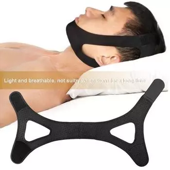 Пояс от храпа, регулируемый, высокоэластичный, дышащий, не душный, предотвращает храп, черный, треугольный, поддерживающий подбородок, ремень от храпа, домашние принадлежности чёрный