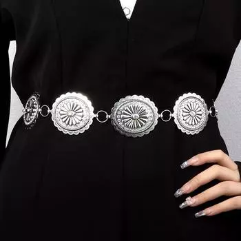 Пояс с бирюзовыми стразами в стиле ретро с гравировкой, цепочка на талию, персонализированные украшения, металлическая цепочка, модные универсальные аксессуары