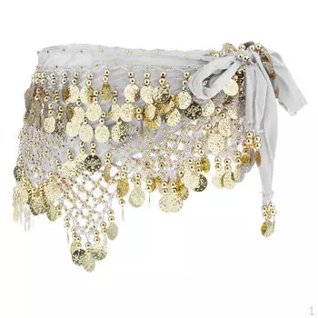 Пояс с цепочкой на талии, пояс для танца живота, хип-юбка, шарф, костюм White