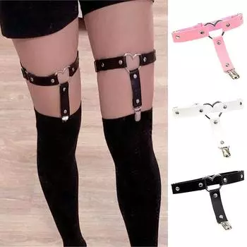 Пояс с подвязками в стиле панк, сексуальный женский ремень из искусственной кожи, эластичный ремень для девушек и женщин, плотный ремень для подтяжек чёрный