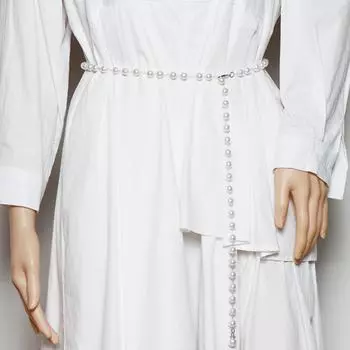 Пояс с жемчугом, белая цепочка на талию, универсальный пояс с подвеской из жемчуга для женщин золотой