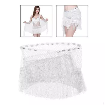 Пояс-шарф для танца живота с кисточками красный